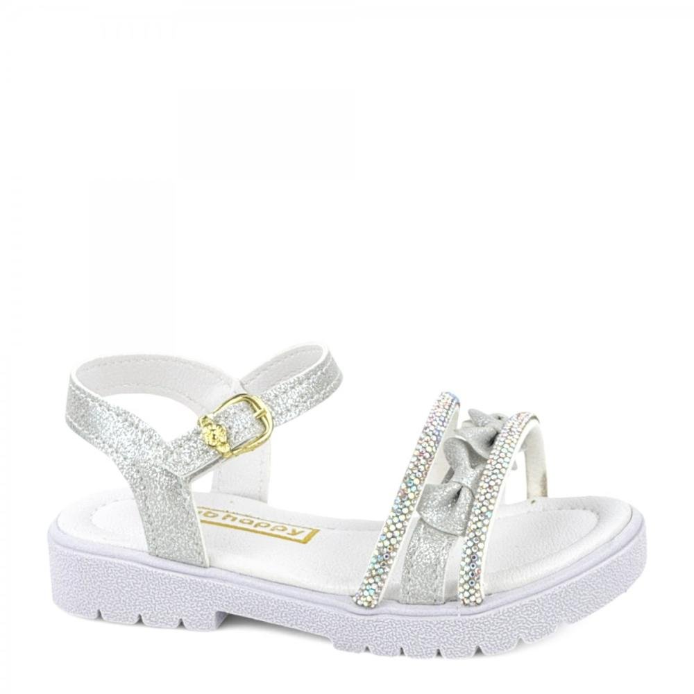 Sandália Casual Brilhantes Club Happy Infantil Menina Branco 1