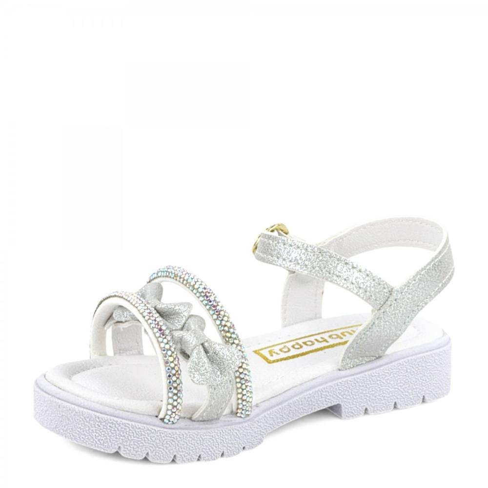 Sandália Casual Brilhantes Club Happy Infantil Menina Branco 2