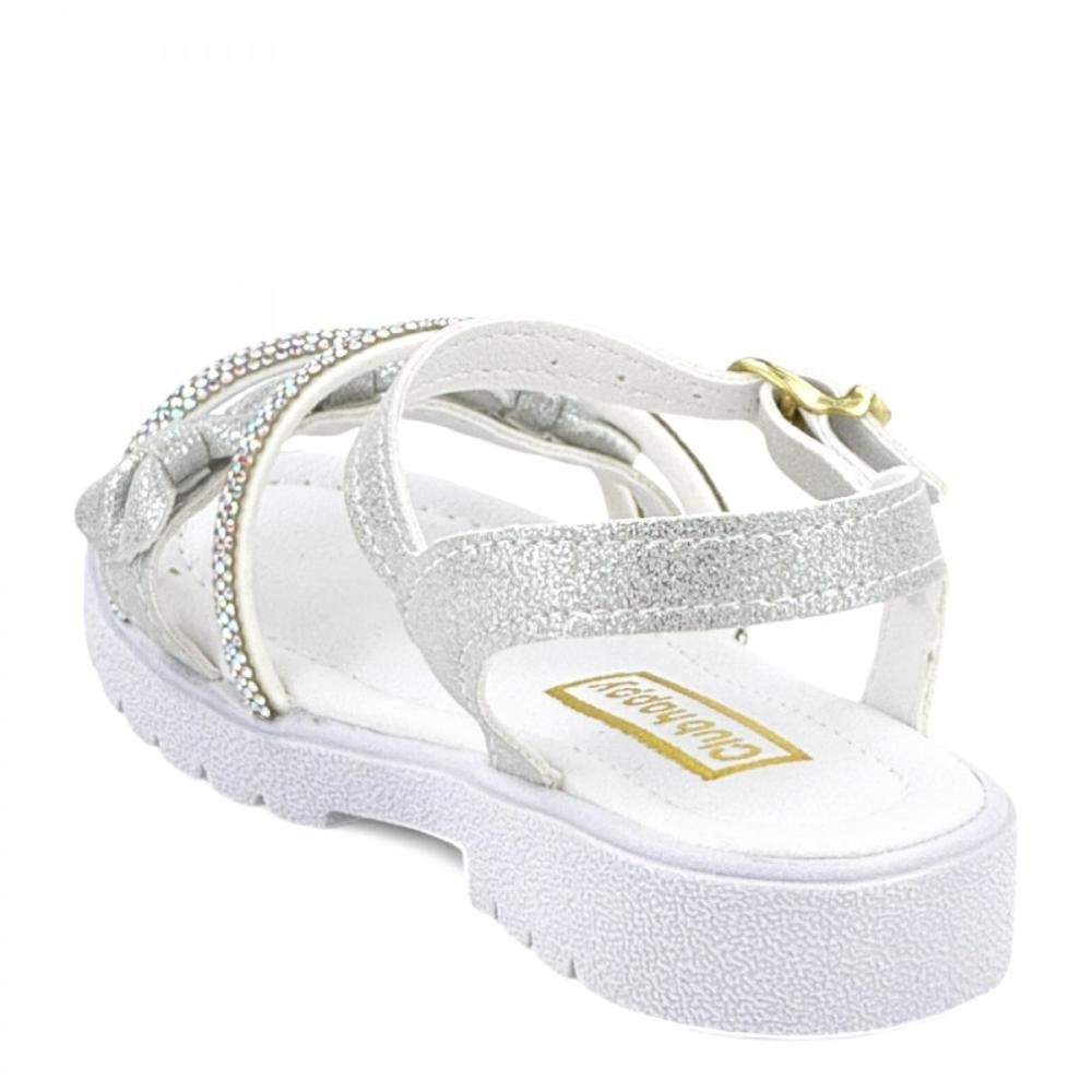 Sandália Casual Brilhantes Club Happy Infantil Menina Branco 3