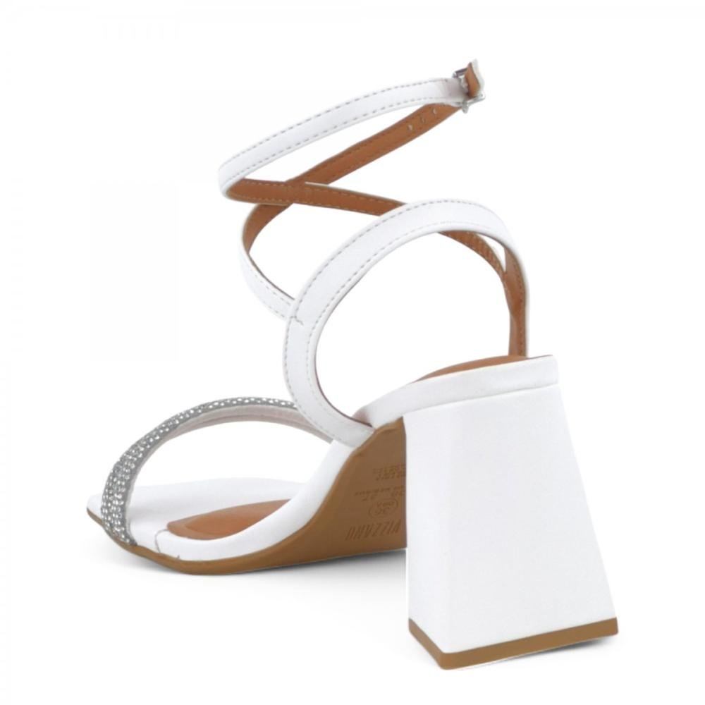 Sandália Salto Bloco Brilhantes Casual Vizzano Feminina Branco 3