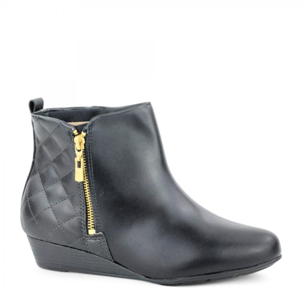 Bota Curta Salto Anabela Baixo Casual Modare Feminina Preto 1