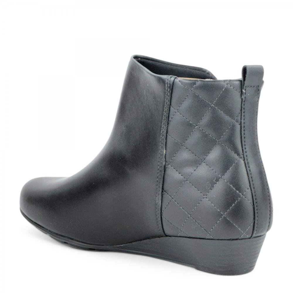 Bota Curta Salto Anabela Baixo Casual Modare Feminina Preto 3