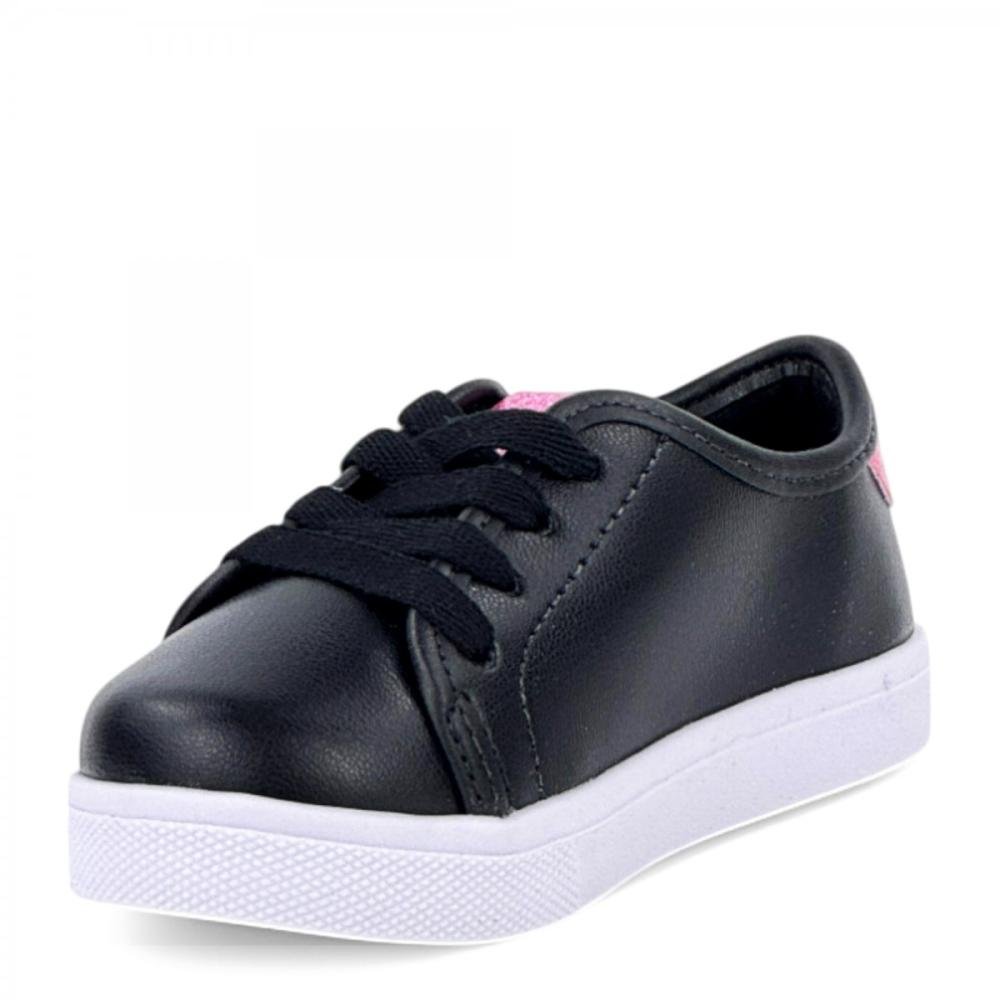 Tênis Casual Brilho Molekinha Baby Menina Preto 2