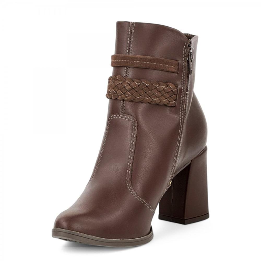 Bota Curta Salto Alto Mississipi Feminina Marrom 2