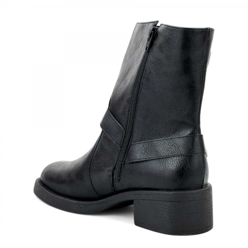 Bota Curta Country Fivelas Prata Shoes Feminina Preto 3