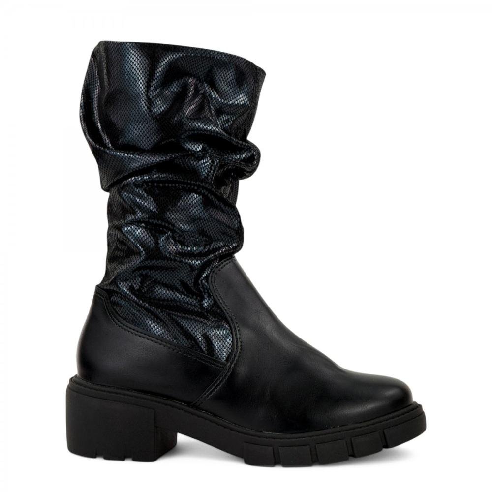 Bota Cano Médio Strech Tratorada Beira Rio Feminina Preto