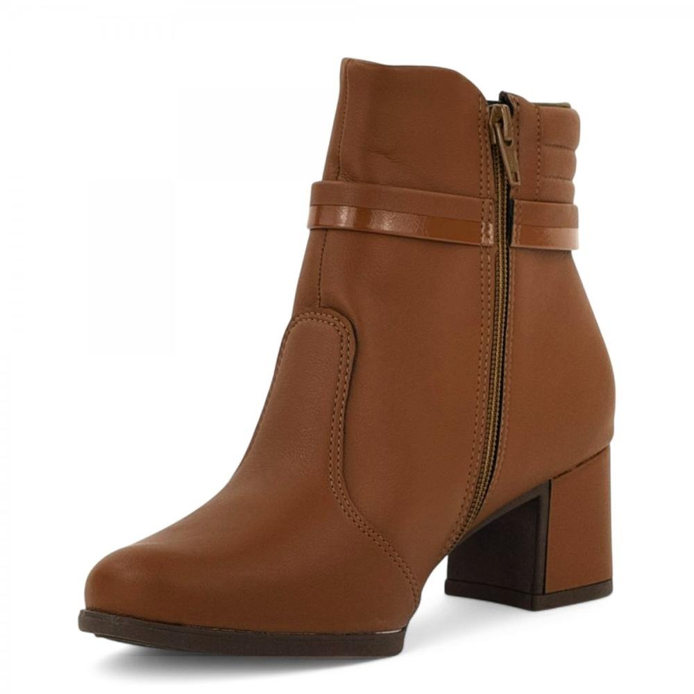Bota Curta Salto Bloco Piccadilly Feminina Marrom 2