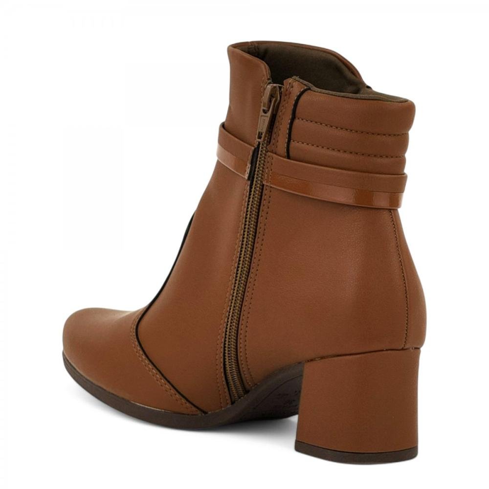 Bota Curta Salto Bloco Piccadilly Feminina Marrom 3