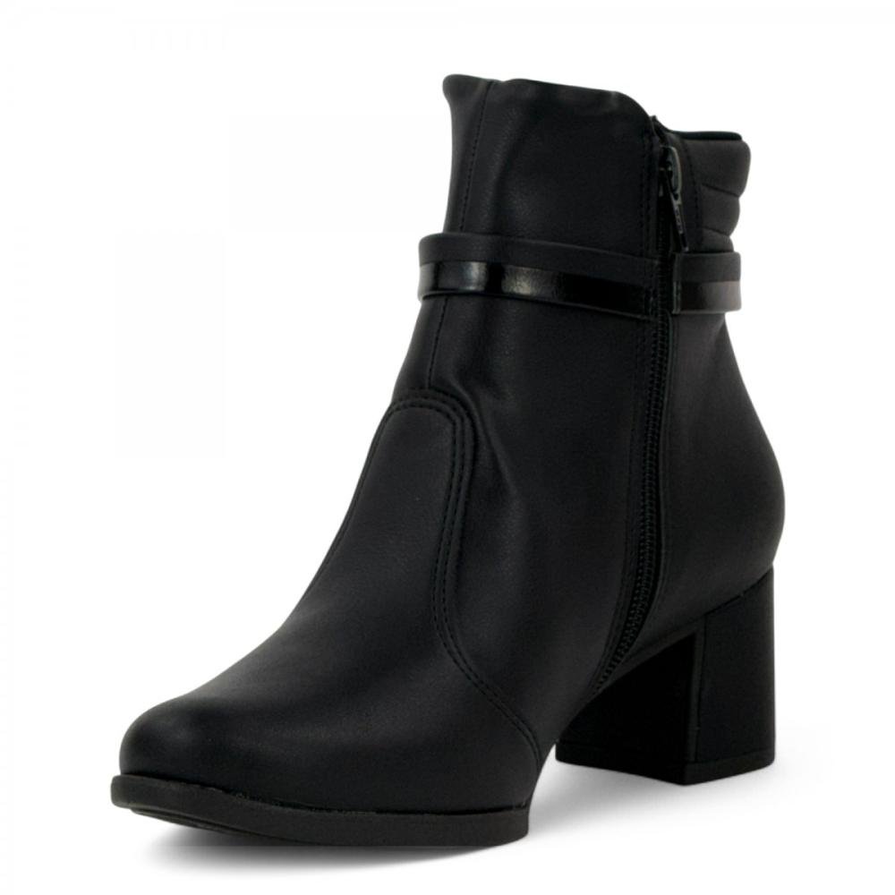 Bota Curta Salto Bloco Piccadilly Feminina Preto 2