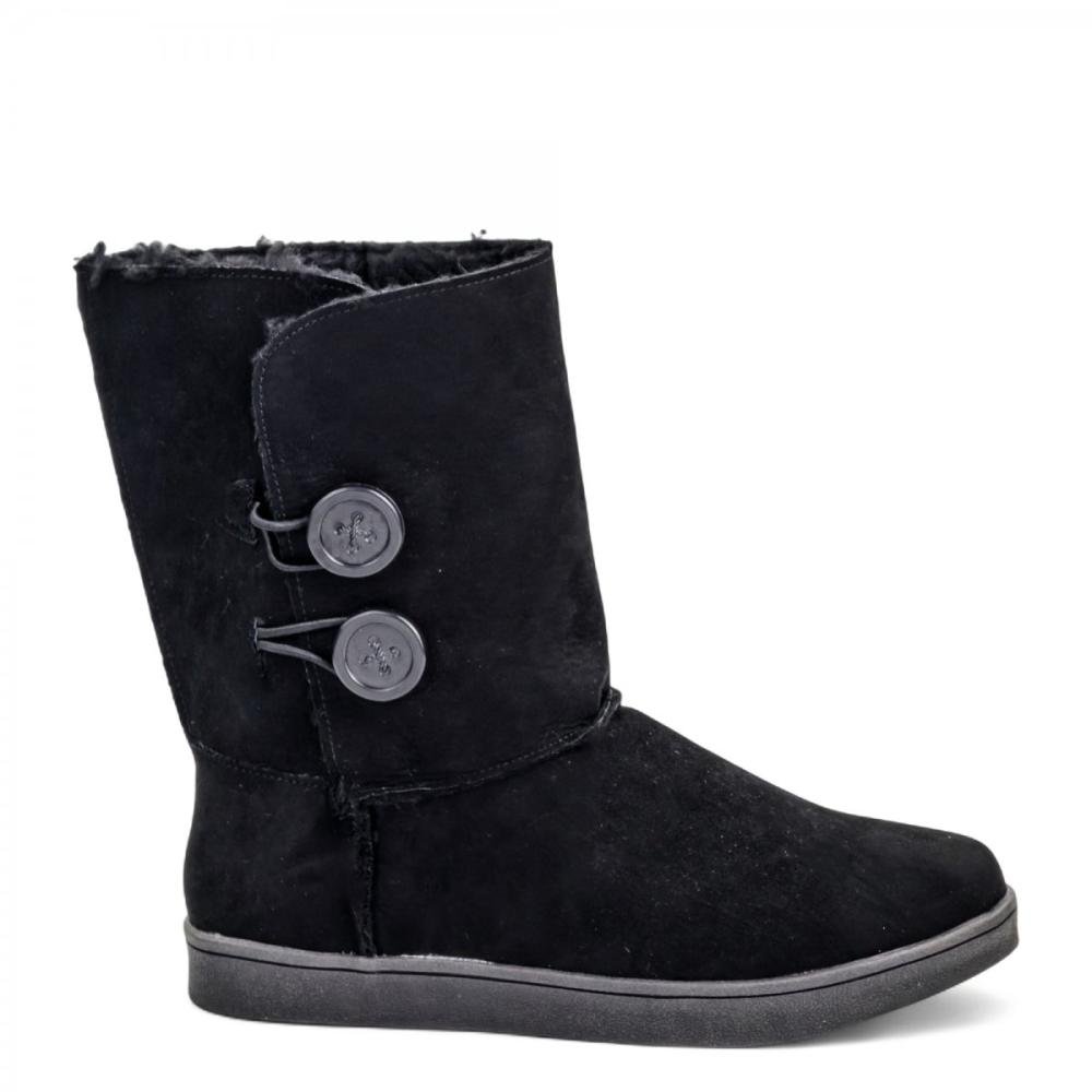 Bota Uggy Botões Pelo Casual Feminina Preto 1