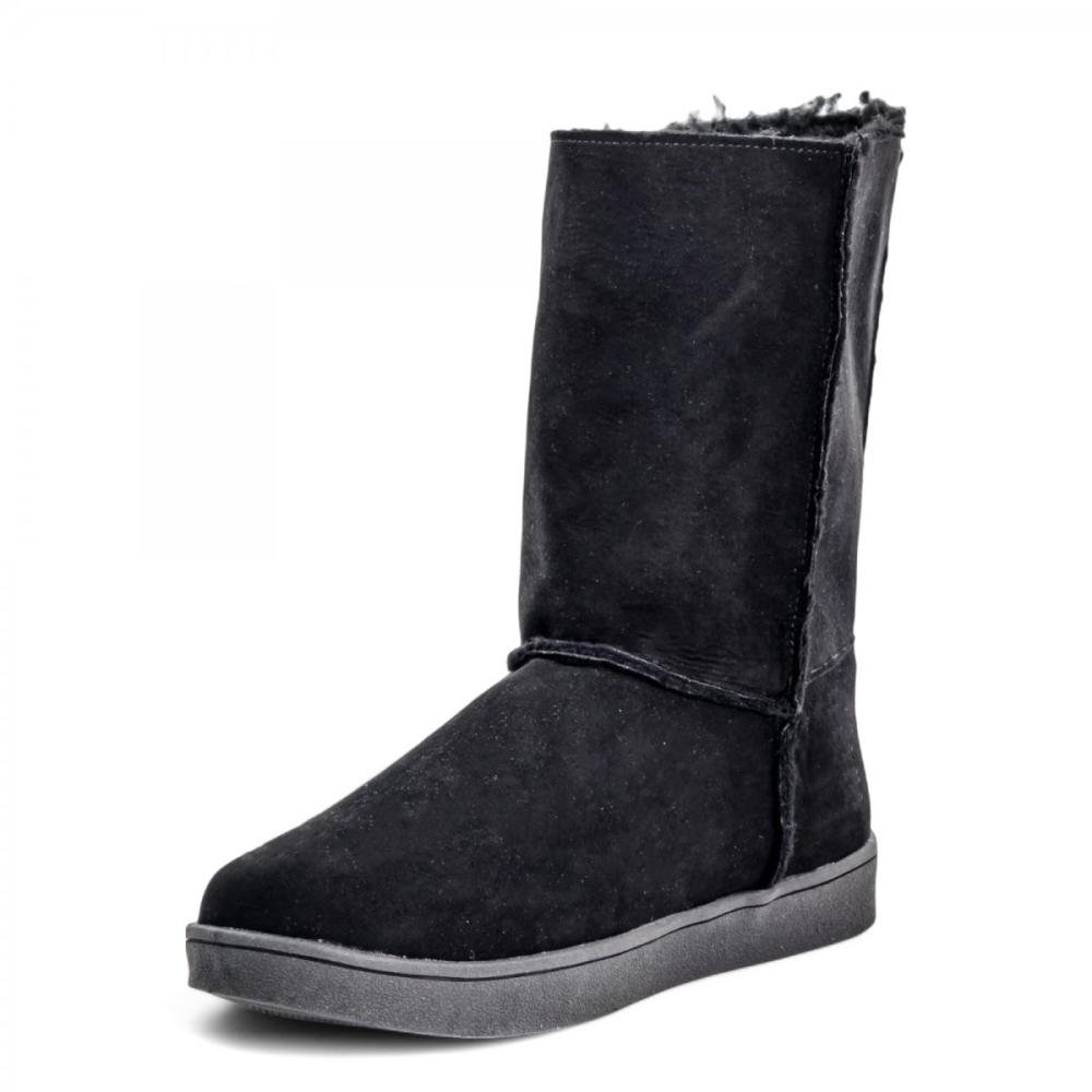 Bota Uggy Botões Pelo Casual Feminina Preto 2