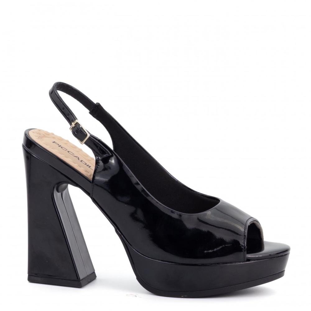 Sandália Salto Alto Peep Toe Piccadilly Feminina Preto