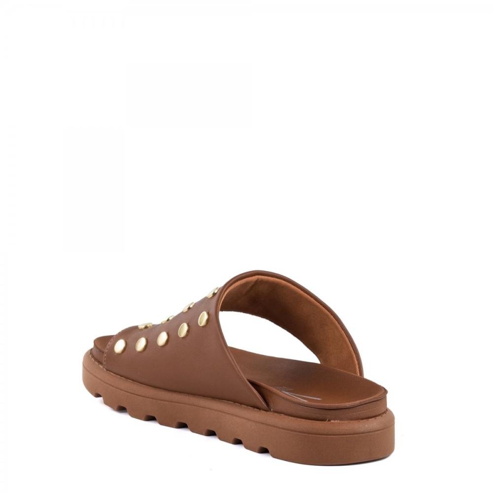 Tamanco Flat Dedo Tachas Vizzano Feminino Marrom 4