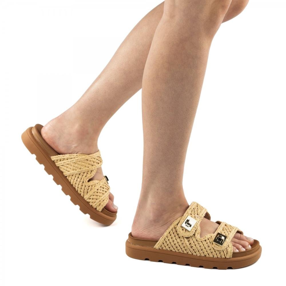 Tamanco Papete Flat Corda Vizzano Feminino Bege 2