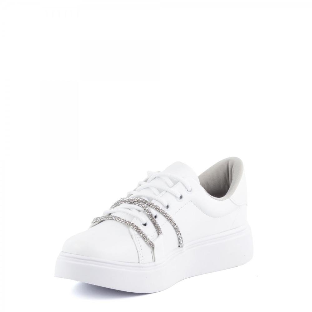 Tênis Flat Brilhantes Casual Exótica Feminino Branco 4