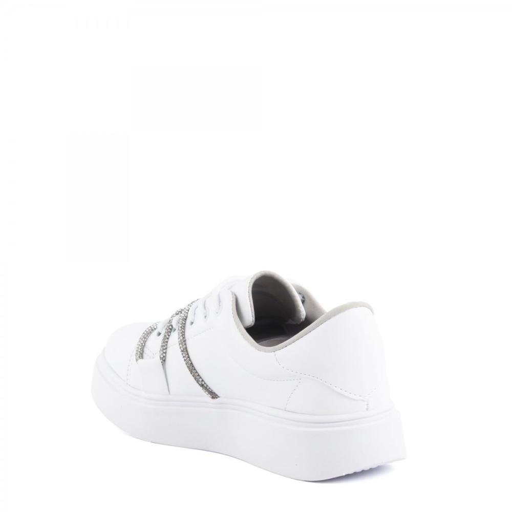 Tênis Flat Brilhantes Casual Exótica Feminino Branco 5
