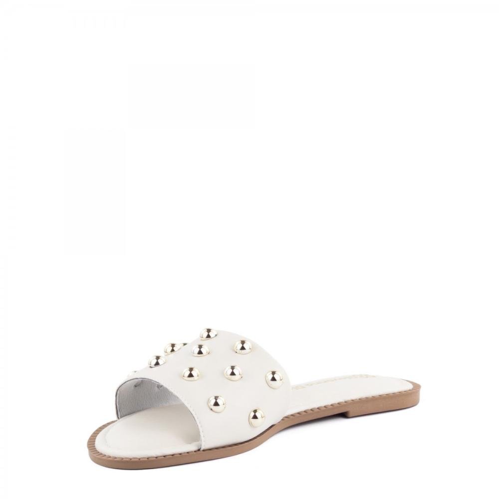 Rasteirinha Slide Tachas Casual Giovanna Dias Feminina Branco 5