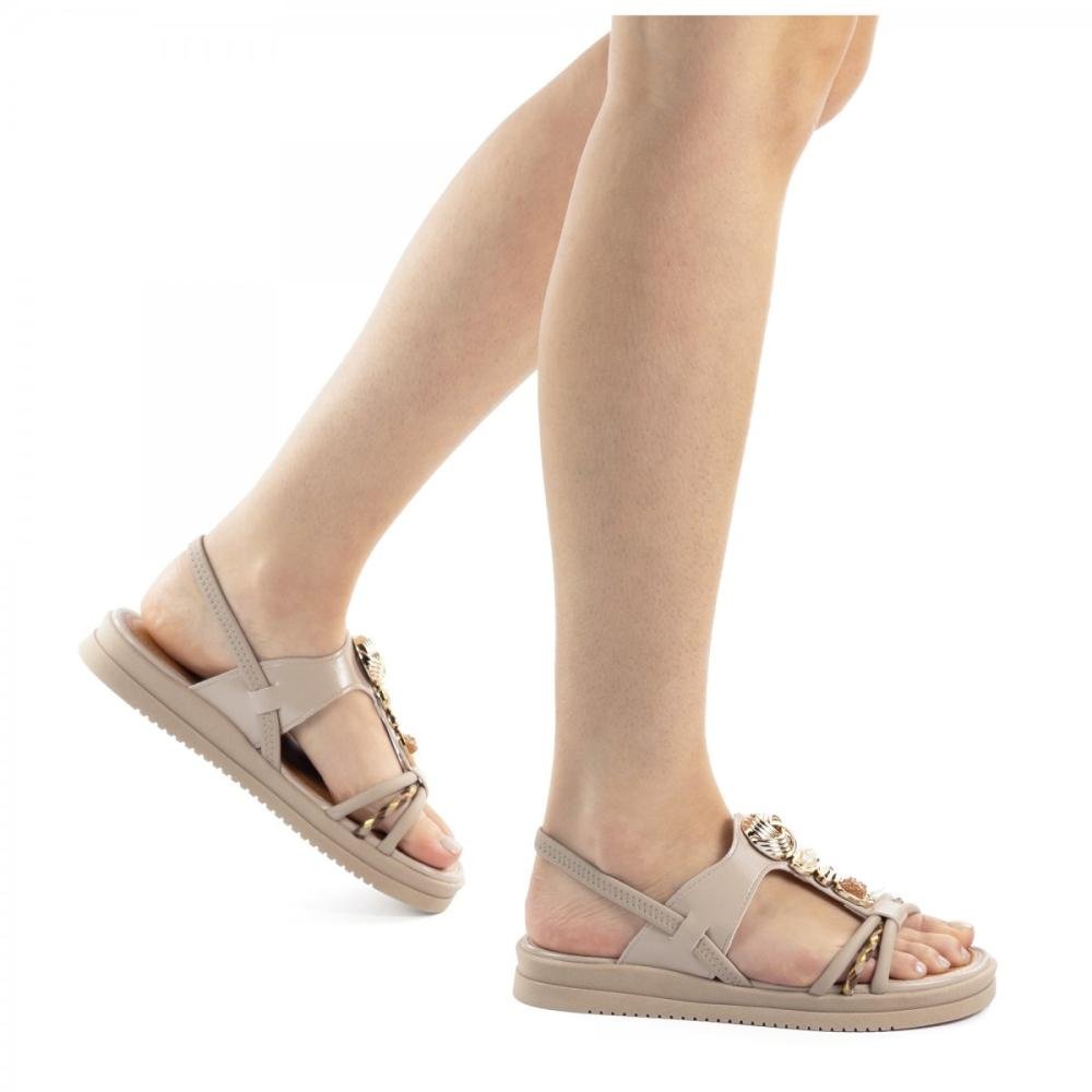 Sandália Casual Pedraria Mississipi Feminina Bege 2