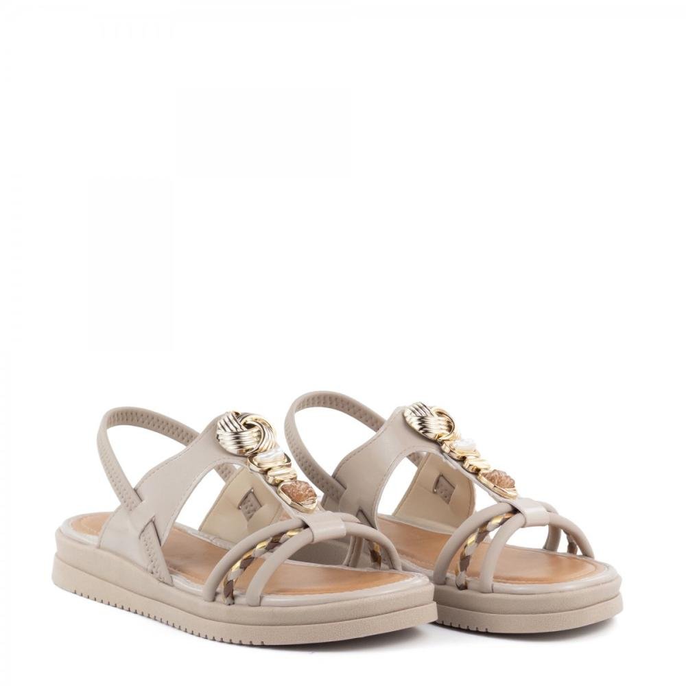 Sandália Casual Pedraria Mississipi Feminina Bege 3