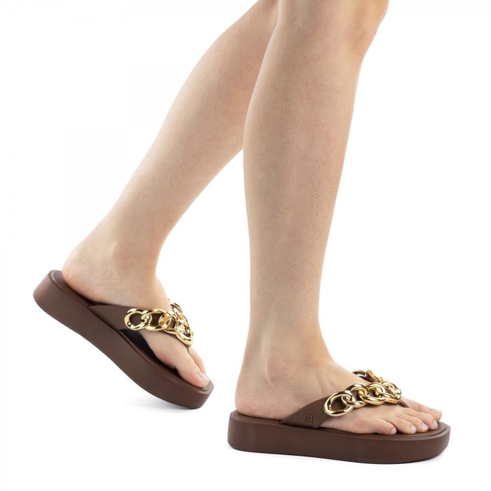 Tamanco Casual Corretes Zaxy Feminino Marrom 2