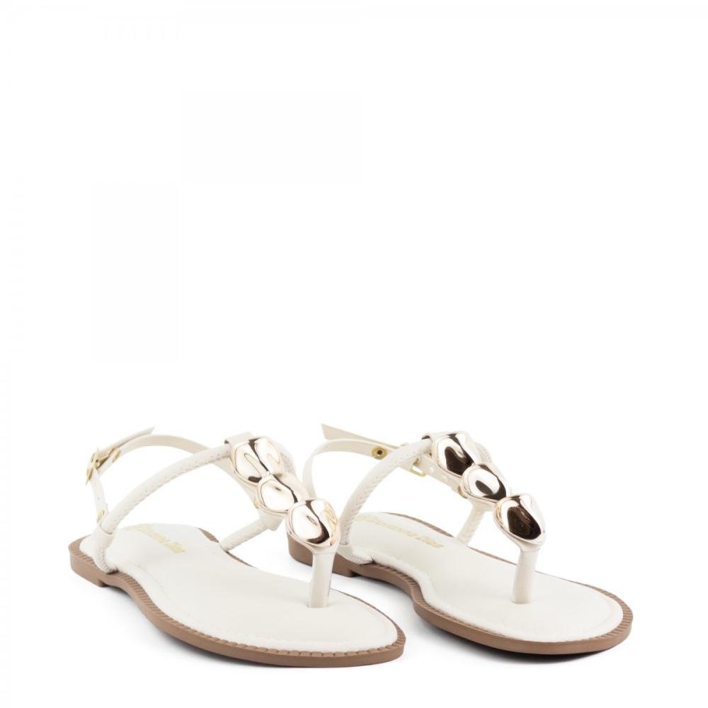 Sandália Rasteira Dedo Casual Giovanna Dias Feminina Branco 3