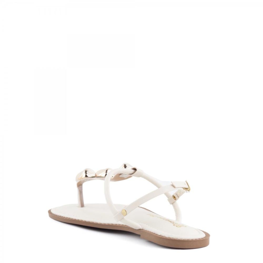 Sandália Rasteira Dedo Casual Giovanna Dias Feminina Branco 4