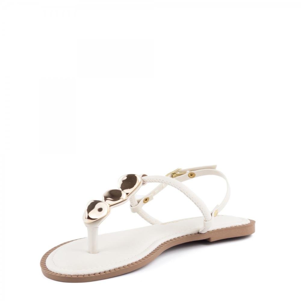 Sandália Rasteira Dedo Casual Giovanna Dias Feminina Branco 5