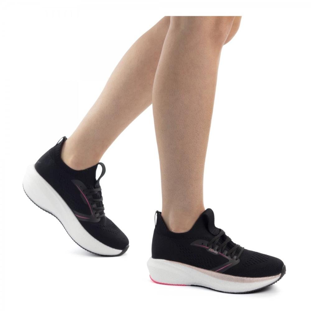 Tênis Esportivo Knit Solado Ultraleve Actvitta Feminino Preto 2