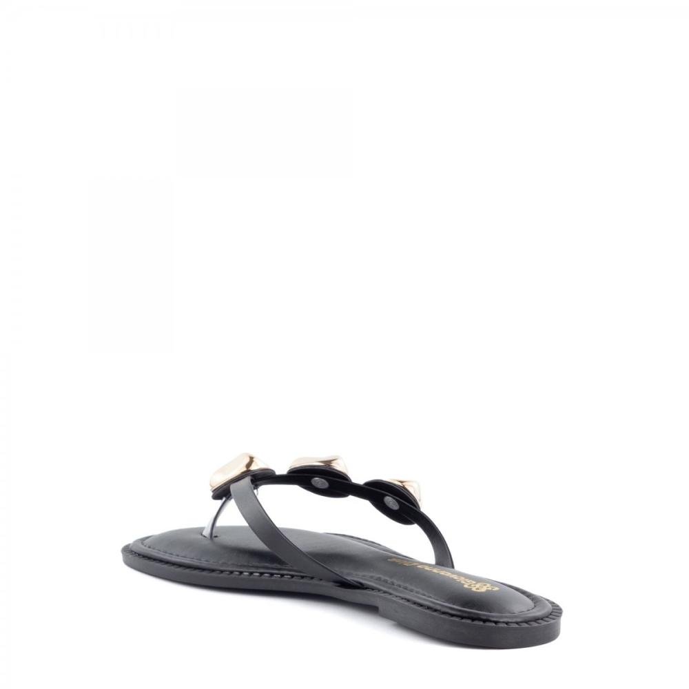 Rasteirinha Dedo Pedras Casual Giovanna Dias Feminina Preto 4