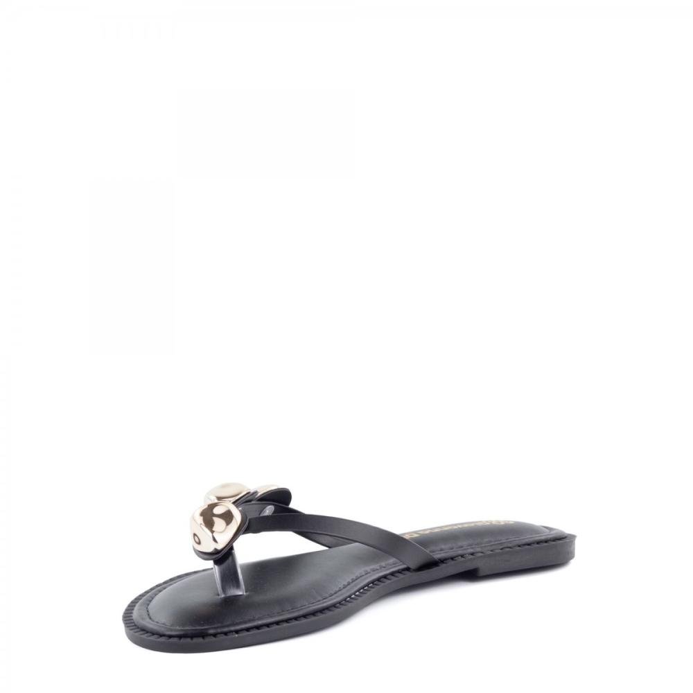 Rasteirinha Dedo Pedras Casual Giovanna Dias Feminina Preto 5