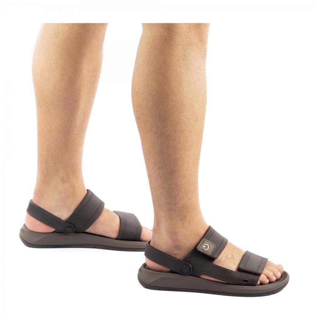 Sandália Papete Ajustável Cartago Masculina Café 2