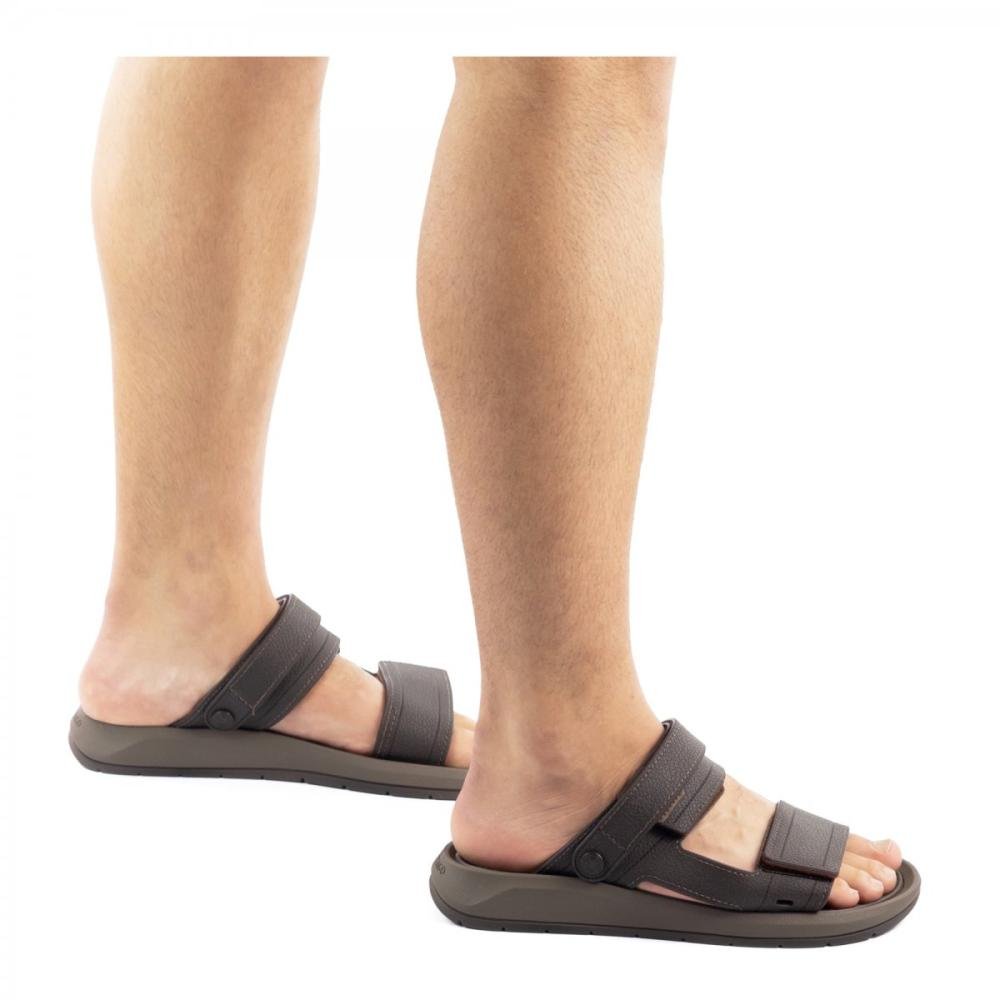 Sandália Papete Ajustável Cartago Masculina Café 3