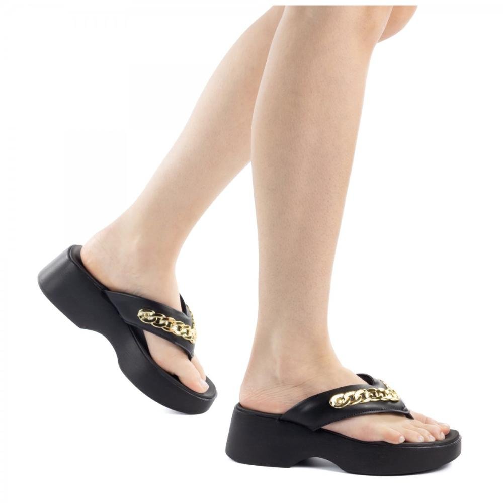 Tamanco Flat Alto Corrente Moleca Feminino Preto 2