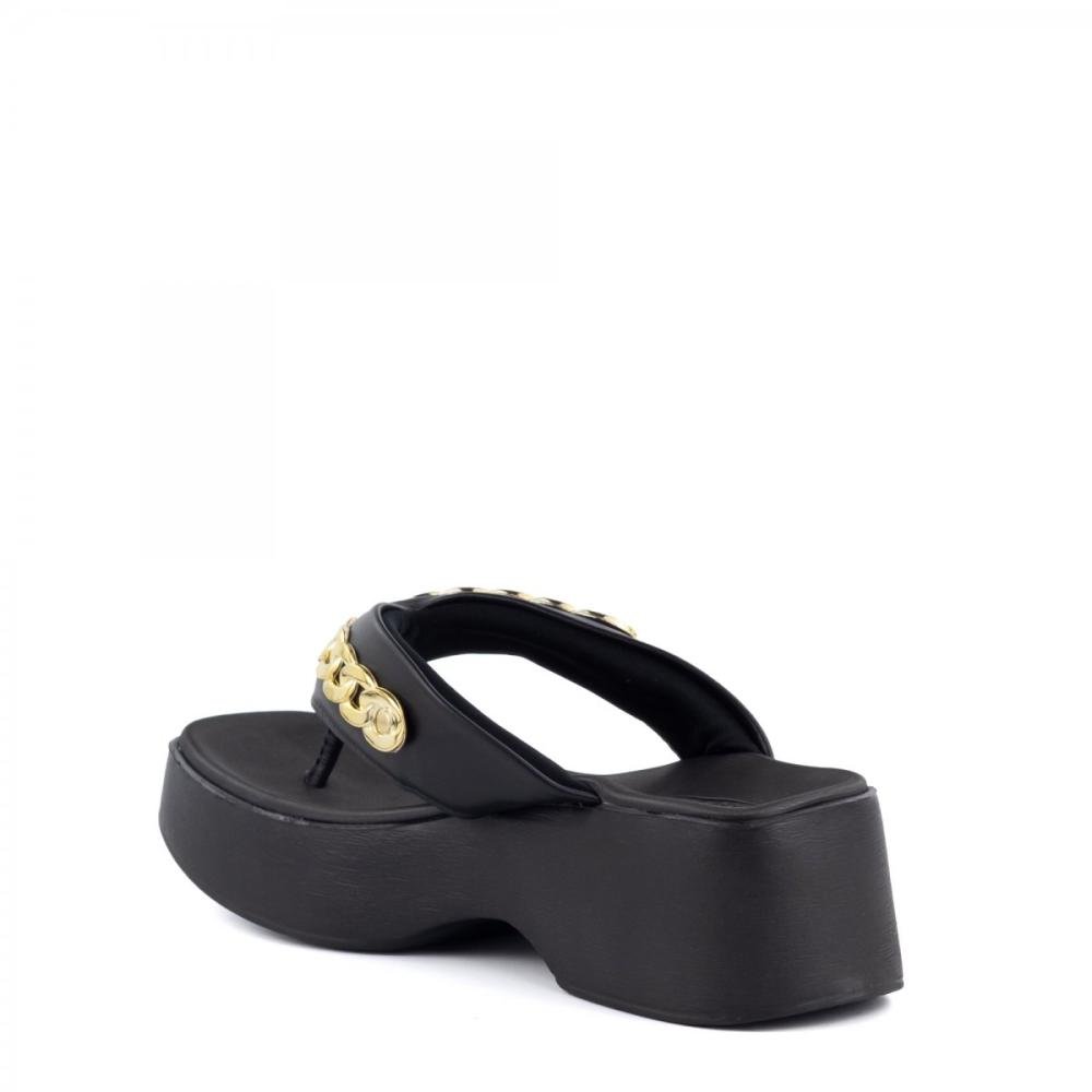 Tamanco Flat Alto Corrente Moleca Feminino Preto 4