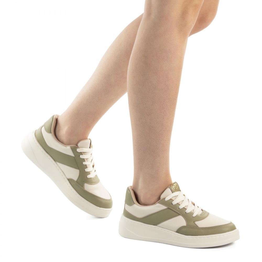 Tênis Casual Conforto Modare Feminino Off White/Verde 2