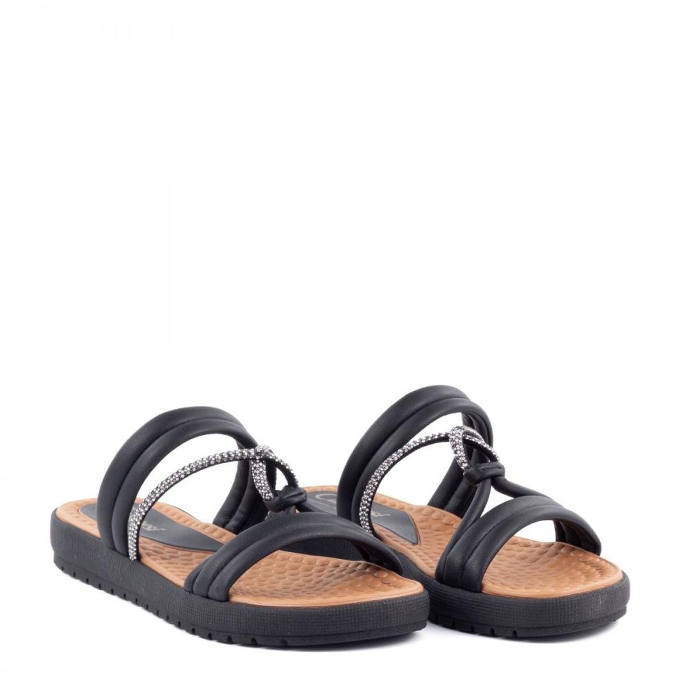 Tamanco Brilhantes Palmilha Massageadora Campesí Feminino Preto 3