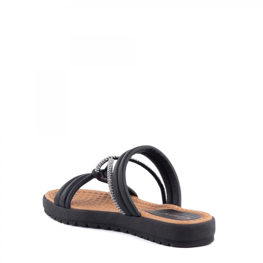 Tamanco Brilhantes Palmilha Massageadora Campesí Feminino Preto 4