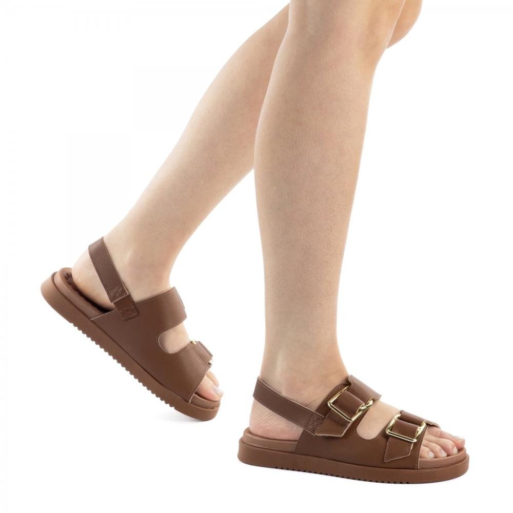 Sandália Papete Conforto Fivela Modare Feminina Marrom 2