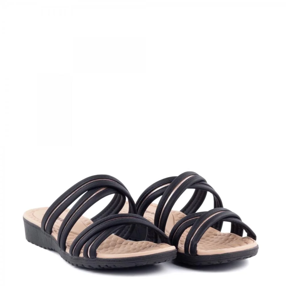 Tamanco Tiras Cruzadas Palmilha Comfort Campesí Feminino Preto 3