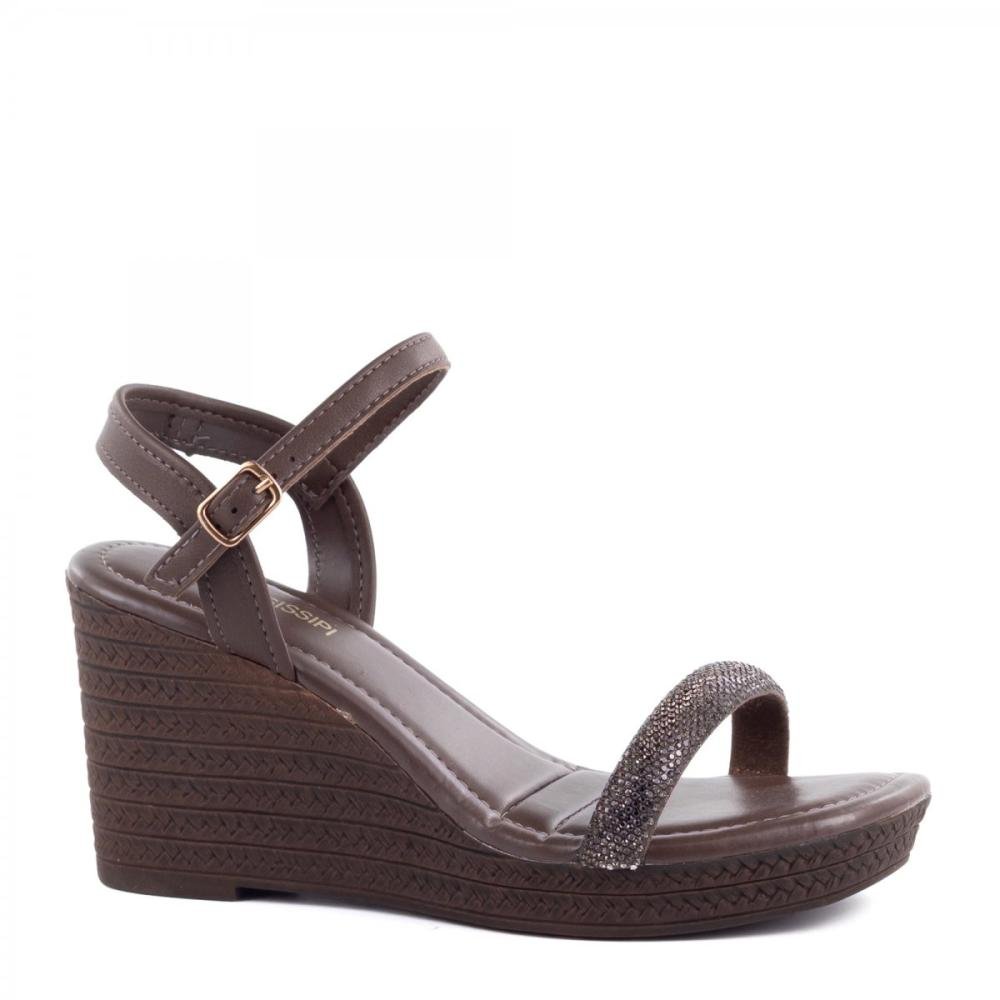 Sandália Salto Anabela Alto Brilhantes Mississipi Feminina