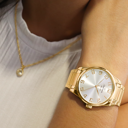 Relógio Feminino Dourado Champion Elegance  CN27652W  + Kit Colar e Brincos Prova D´Agua Dourado 6