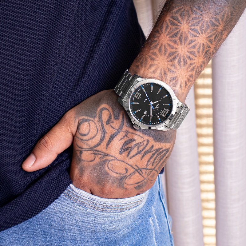 Relógio Technos Masculino Analógico de Aço Prata Garantia de um ano 2115GU/1A Prata 2