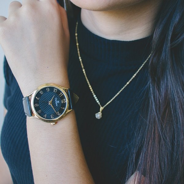 Relógio Champion Feminino Analógico Couro CH22706K + Kit Colar e Brincos Preto 2