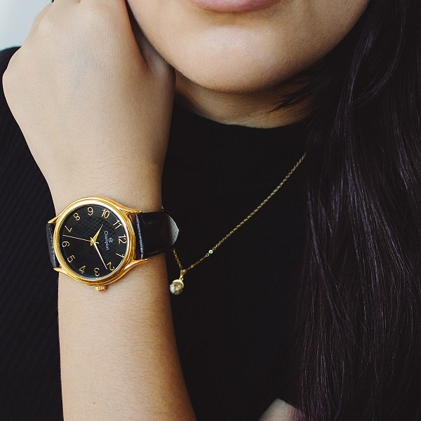 Relógio Champion Feminino Analógico Couro CH22706K + Kit Colar e Brincos Preto 3