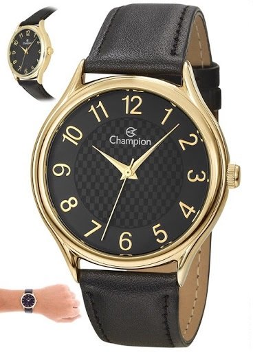 Relógio Champion Feminino Analógico Couro CH22706K + Kit Colar e Brincos Preto 4