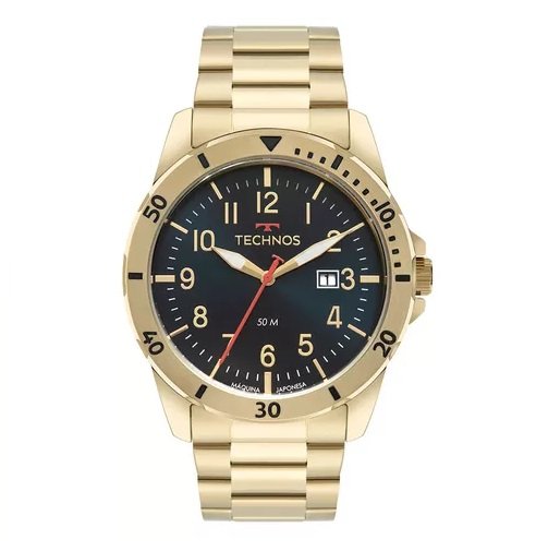 Relógio de Pulso Masculino Technos Militar Dourado 2115NBR/1A + Pulseira Dourada