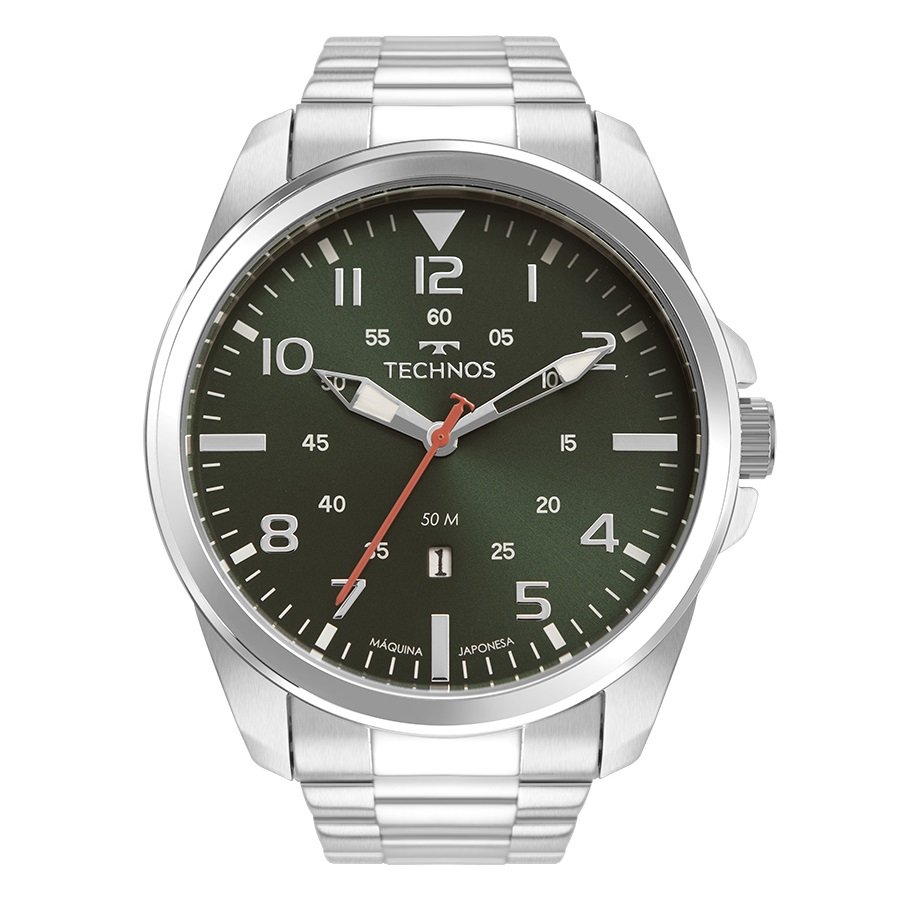 Relógio de Pulso Masculino Technos Analógico Prata Com Calendário 2115MYS/1V Prata 1