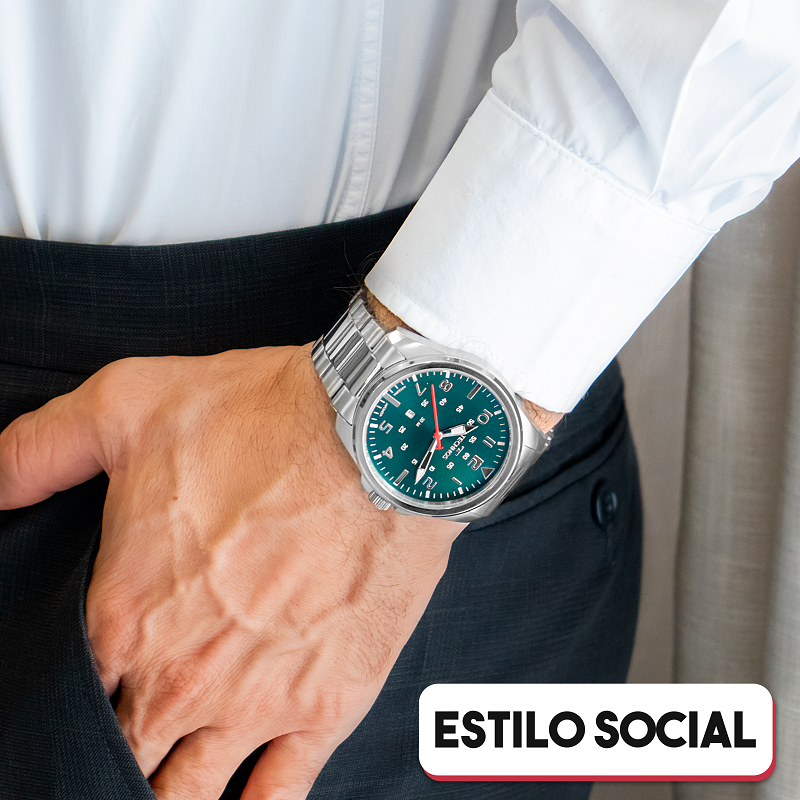 Relógio de Pulso Masculino Technos Analógico Prata Com Calendário 2115MYS/1V Prata 3