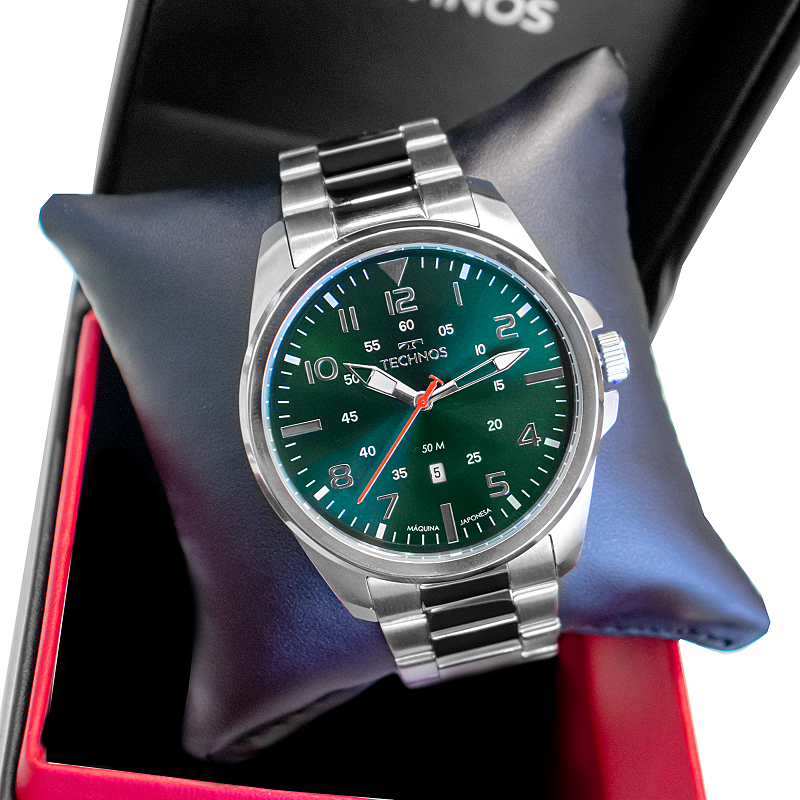Relógio de Pulso Masculino Technos Analógico Prata Com Calendário 2115MYS/1V Prata 9