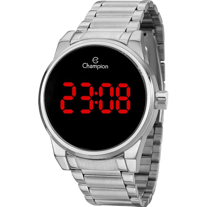 Relógio de Pulso Feminino Champion Digital Led Prata CH40142T Colar e Brincos Prata 7